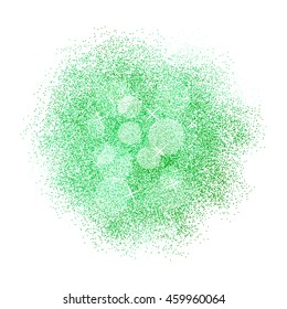 Green glitter splash on white background. Vector illustration.