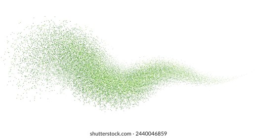 Green glitter splash, shiny stardust explosion, shimmering splash effect, festive particles. Vector illustration.