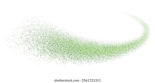 Green glitter splash, shiny stardust explosion, shimmering splash effect, festive particles. Vector illustration.	