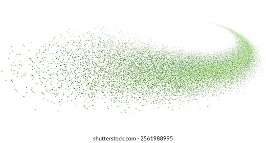 Green glitter splash, shiny stardust explosion, shimmering splash effect, festive particles. Vector illustration.