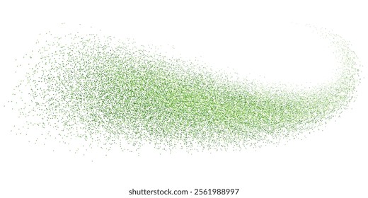 Green glitter splash, shiny stardust explosion, shimmering splash effect, festive particles. Vector illustration.