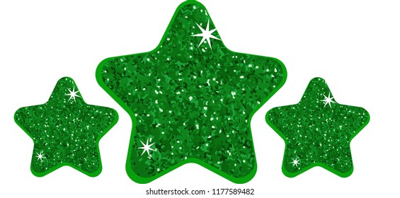 Green glitter stars. Stars shinny.