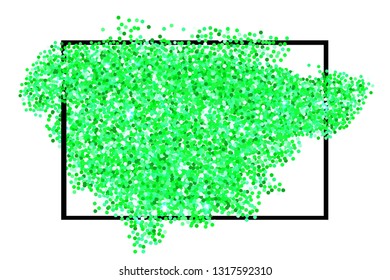 Green glitter texture border isolated over white background. Abstract scattered golden sparkles of confetti. Bright celebration vector illustration.