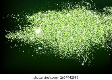 Green Glittering Sparkle Abstract Trifold Flyer. Summer holiday background. Green shining sparkles confetti, Summer party banner backdrop.