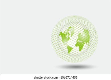 Green global Abstract future technology concept background.