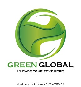 Green global logo template illustration. suitable for medical, nature, app, mobile, website,  brand,network symbol, tool etc