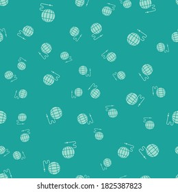 Tecnología Global Verde o icono de red social aislado patrón sin fisuras sobre fondo verde.  Ilustración vectorial