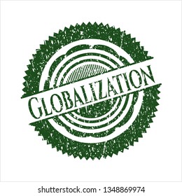 Green Globalization distress grunge style stamp