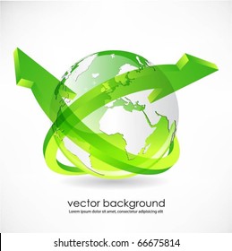 green globe with arrows vector