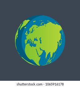 Green globe Beautiful shadow on black background.vector illustration