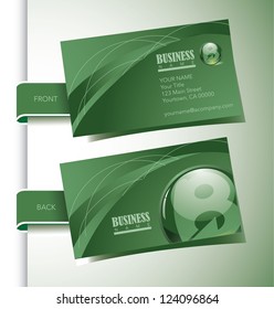 Green globe Business Card Set Front and Back Letter B