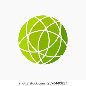 Green globe circle symbol. Eco friendly Earth concept. Vector illustration.