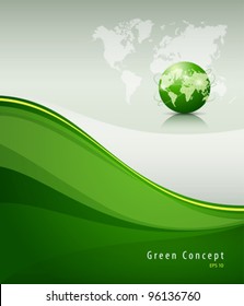 Green globe concept background, vector illustration