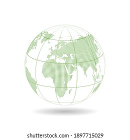 Green globe design with dot and line, Vector illustration