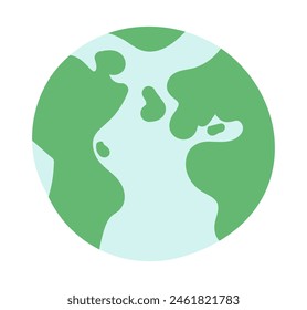 Green globe Earth in flat design. Eco friendly and protect nature planet. Vector illustration isolated.