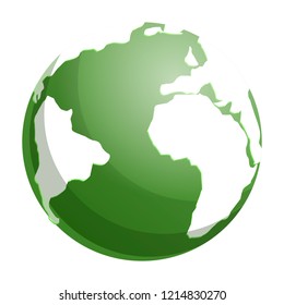 Green globe earth icon. Cartoon of green globe earth vector icon for web design isolated on white background