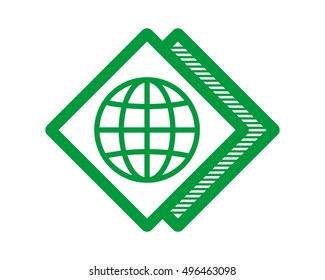 green globe earth rhombus image vector icon logo symbol
