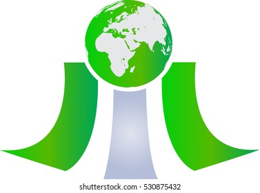 Green globe with effects logo concept