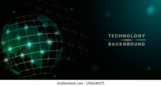 Green globe futuristic technology background vector