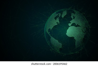 Green globe glass, Environment, Ecology Concept. Save the world. Vector illustration
