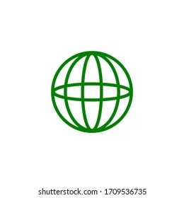 green globe icon isolated on white background. vector illustration