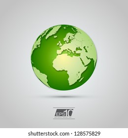 Green Globe Icon with Realistic Shadows | EPS10 Vector Design