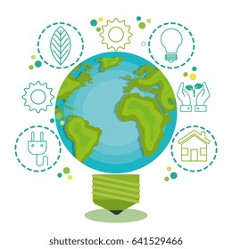 Green globe light bulb design