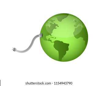 green globe map sphere illustration isolated over a white background