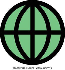 Green globe network icon Illustration