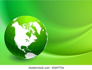 Globe verde sobre fondo de ola verde Ilustración vectorial original