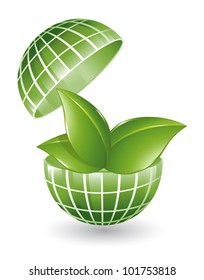 Green globe with plant