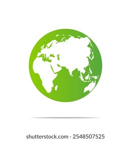 Green globe with shadow, Green energy concept on white background
