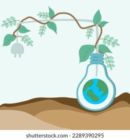El globo verde se encoge en una bombilla. concepto del día mundial del medio ambiente.