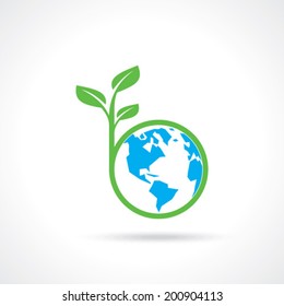 green globe with green tree america