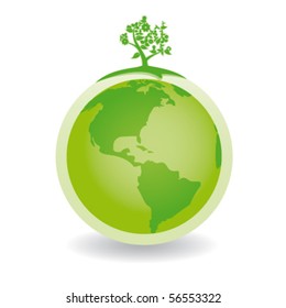 green globe with green tree america