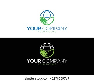 Green Globe World And Eco World Logo Icon Design Vector Template.