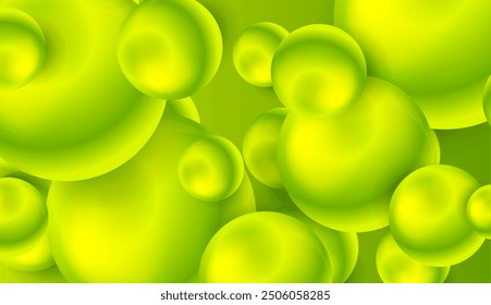 Green glossy 3d spheres abstract geometric concept background. Vector design