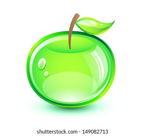 Green glossy apple, EPS 10, isolated