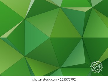 Green glossy background from triangles with dark and bright parts