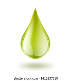 green glossy drop on white. petrol, oil, natural liquids symbol. 