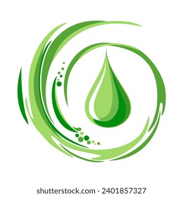 green glossy drop on white. petrol, oil, natural liquids symbol. Green drop of oil on white. eps10 Drop aloe oil icon. Cartoon of drop aloe oil icon for web design isolated on white background. Vector