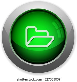 Green glossy folder web button. Arranged layer structure.