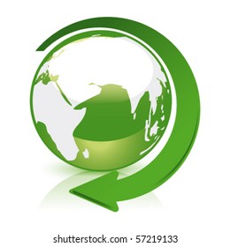 green glossy globe recycle africa europa