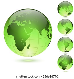 Globos brillantes verdes aislados en fondo blanco.