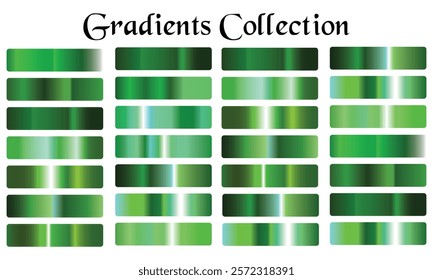 Green glossy gradient metal foil texture color swatch set collection of high quality vector