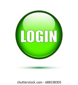 Green glossy login button on white background