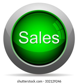Green glossy sales concept button. Arranged layer structure.