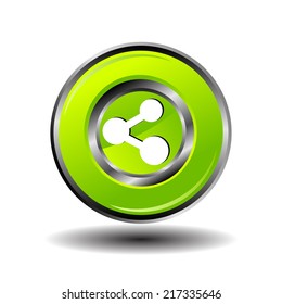 Green Glossy Share button vector