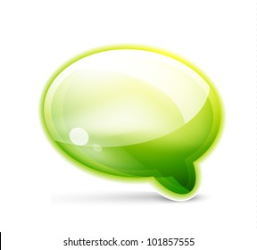 Green glossy speech bubble icon