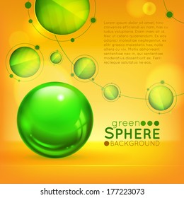 Green glossy sphere with circles